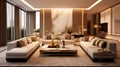 Minimalist Grandeur: Striking 3D Model of a Luxurious Living Room with Elegant Furnishings and Artwork