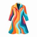 Minimalist Graphic Coat Design: Simple, Colorful, Vector Contour