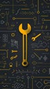 A minimalist graphic design featuring a single wrench surrounded generated by AI Royalty Free Stock Photo