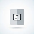 A minimalist graphic featuring a square button with a black outline on a light gray Royalty Free Stock Photo