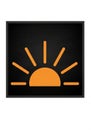 A minimalist graphic featuring a stylized orange sun with five rays, Royalty Free Stock Photo
