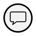 Black Outline Speech Bubble Icon Inside a Circle on a White Background chat icon message icon Royalty Free Stock Photo