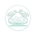 A minimalist graphic illustration of a cloud computing network Royalty Free Stock Photo