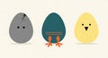 Minimalist Cartoon Eggs and Chicks Hatching Graphic Design Royalty Free Stock Photo