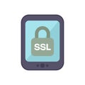 Mobile phone displaying ssl lock icon for secure connection Royalty Free Stock Photo