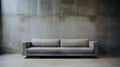 Minimalist Gray Couch In Brutalist Environment