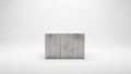 Minimalist gray wooden cube display stand against a white background Royalty Free Stock Photo