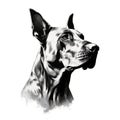 Minimalist Great Dane Dog Portrait In Monochromatic Graphic Design