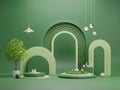Minimalist green arches with decorative elements Royalty Free Stock Photo
