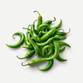 Minimalist Green Chile Peppers On White Background With Hidden Details