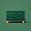 Minimalist Green Sideboard Vector Illustration By Gediminas Pranckevicius