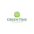 minimalist GREEN TREE leaves plants logo design Royalty Free Stock Photo