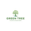 minimalist GREEN TREE leaves river logo design