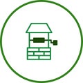 Minimalist Green Well Icon with Simple Lines and Circular Frame Emphasizing Clean Design Royalty Free Stock Photo