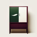 Minimalist Green And White Cabinet With Leaf Design Royalty Free Stock Photo