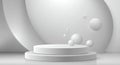 Minimalist White 3D Sphere Podium with Abstract Circular Background Royalty Free Stock Photo