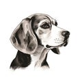 Minimalist Hand-drawn Beagle Dog Portrait Illustration