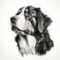 Minimalist Hand-drawn Bernese Mountain Dog Head Profile Royalty Free Stock Photo