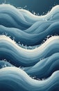 Minimalist hand drawn blue, white milk waves pattern. Collage contemporary design with creative lines, texture. Artistic vertical Royalty Free Stock Photo