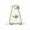 Minimalist Hand Drawn Cartoon Of Groundhog With Dignified Pose