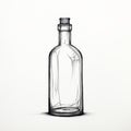 Minimalist Hand Drawn Glass Bottle With Sharp Perspective Angles