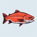 Minimalist Hand Drawn Illustration Of Arctic Char Fish