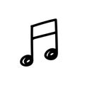 Simple black musical eighth note symbol hand-drawn on a white background Royalty Free Stock Photo