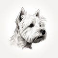 Minimalist Hand-drawn Portrait Of West Highland Terrier Dog