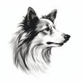 Minimalist Hand-drawn Shetland Sheepdog Head Illustration