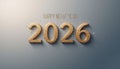 Minimalist Happy New Year 2026 Background with Modern Gold Typography Description: Royalty Free Stock Photo