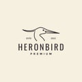 Minimalist head bird heron hipster logo Royalty Free Stock Photo