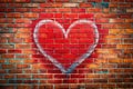 A Minimalist Heart Graffiti Piece on a Rustic Red Brick Wall A Subtle Statement of Urban Love and Royalty Free Stock Photo