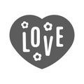 Minimalist heart shape decorated field wild flowers icon vector illustration. Monochrome love symbol