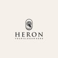 minimalist HERON oval heron grass logo design
