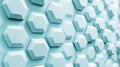 Minimalist hexagonal grid in soft pastel blue and light gray, symbolizing efficient data flow and