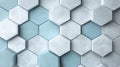 Minimalist hexagonal grid in soft pastel blue and light gray, symbolizing efficient data flow and