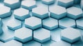 Minimalist hexagonal grid in soft pastel blue and light gray, symbolizing efficient data flow and