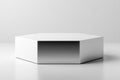 Minimalist hexagonal table displayed in a modern studio setting with soft lighting and neutral colors