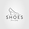 minimalist high heels shoe and footwear line art logo vector illustration design