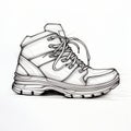 Minimalist Hiking Shoe Sketch - High-key Lighting Illustration