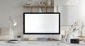 Minimalist Home Office with Digital Workspace 3D Render