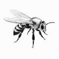 Minimalist Honeybee Drawing With Nightmarish Realism