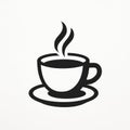 Minimalist Hot Coffee Cup Logo in white background Royalty Free Stock Photo