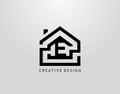 Minimalist House E Letter Logo. Real Estate Architecture Construction Logo