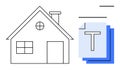 Minimalist House Outline with Document Stack and Text Elements Royalty Free Stock Photo