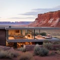 Minimalist house with pool overlooking the Superstition Mountains in Arizona