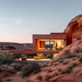 Minimalist house with pool overlooking the Superstition Mountains in Arizona