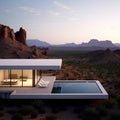 Minimalist house with pool overlooking the Superstition Mountains in Arizona