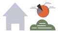 House, Pie Chart, and Cloud Representing Data, Sustainability, and Analytics Concepts Royalty Free Stock Photo