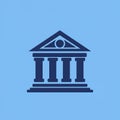 A minimalist icon depicting a classical building with a triangular pediment and four columns